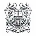 family crest name Ryan with theee griffin heads tattoo design idea