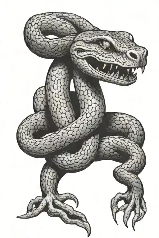 Snake wraped a rabbit biting his neck  tattoo design idea