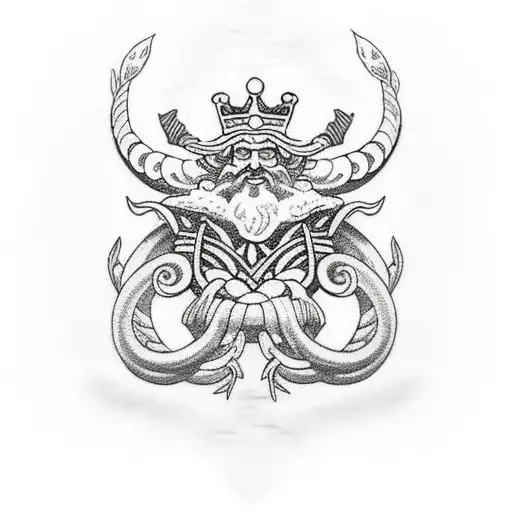 king Neptune  tattoo design idea