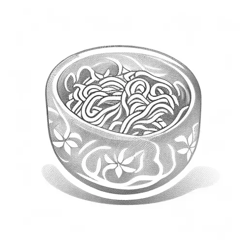 bowl of noodles with 3 chilli peppers on the front tattoo design idea
