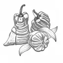 3 chilli peppers in a row tattoo design idea