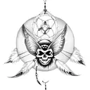 dream catcher, moon, death's head moth tattoo design idea