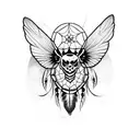 dream catcher, moon, death's head moth tattoo design idea