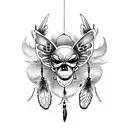 dream catcher, moon, death's head moth tattoo design idea