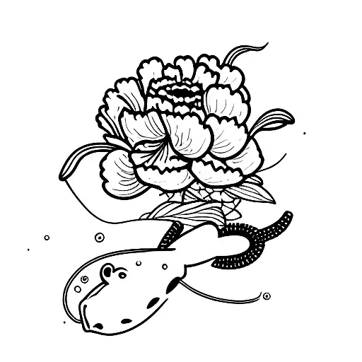 Fishing Hook with Carnation Flower tattoo design idea