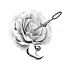 Fishing Hook with Carnation Flower tattoo design idea