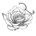 Fishing Hook with Carnation Flower tattoo design idea