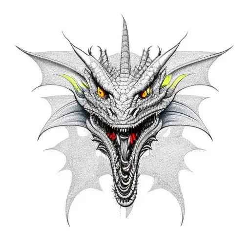 full dragon tattoo with its mouth open, tattoo placement will be on forearm tattoo design idea