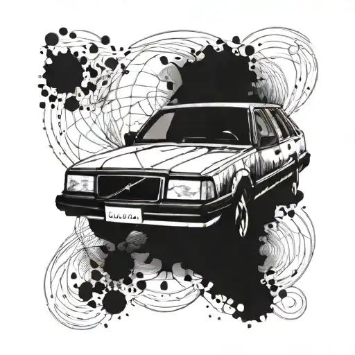 a drawing of an old volvo 740 tattoo design idea