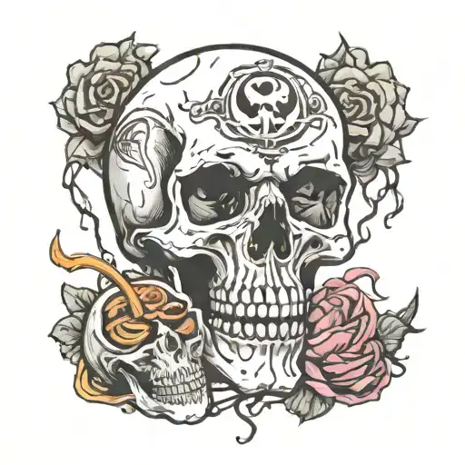 Skull eat souls human tattoo design idea