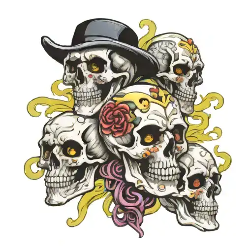 skulls eat souls tattoo design idea