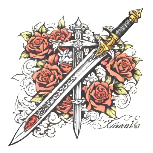Sword with Roman numerals 7 11 2012 tattoo design idea