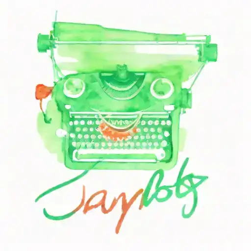 the word "jambo", typewriter style. a green line and a red line in the background tattoo design idea