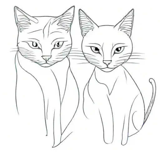 Male sarman cat and female blue russian cat Sitting tattoo design idea