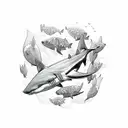 A shark swimming in a sea of doves, symbolizing peace and strength tattoo design idea