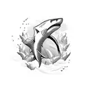 A shark swimming in a sea of doves, symbolizing peace and strength tattoo design idea