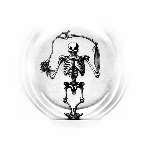 skeleton holding hourglass, compass, Phoenix, double arm band tattoo design idea