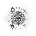skeleton holding hourglass, compass, Phoenix, double arm band tattoo design idea