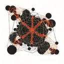 red string of fate running through shapes and lines tattoo design idea