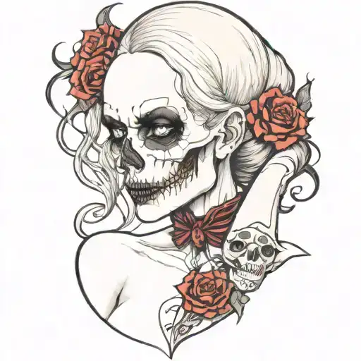 Vampire girl, skull hand around neck tattoo tattoo design idea