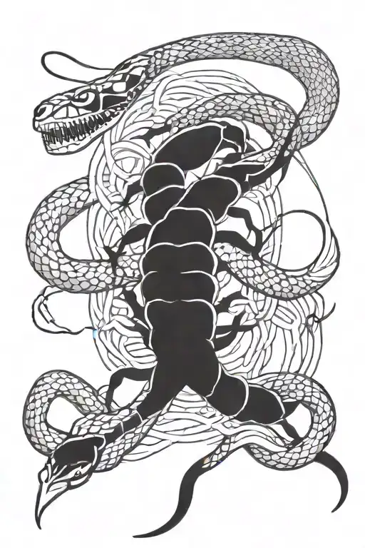 scorpion and snake tattoo design idea