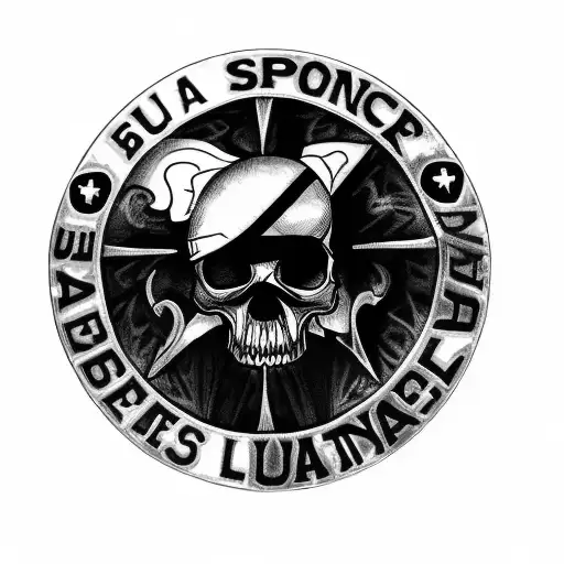 a badge that says sua sponte rangers lead the way with the 75th Ranger DUI and a skull tattoo design idea