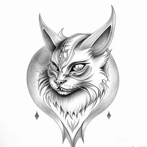 demon cat baphomet tattoo design idea