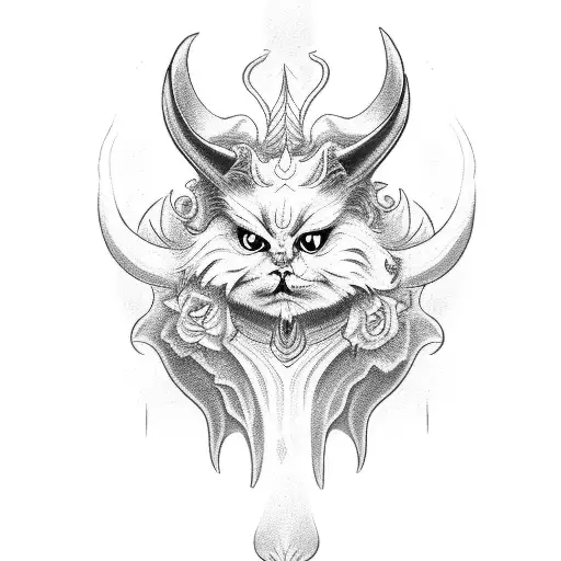 full body demon cat baphomet tattoo design idea