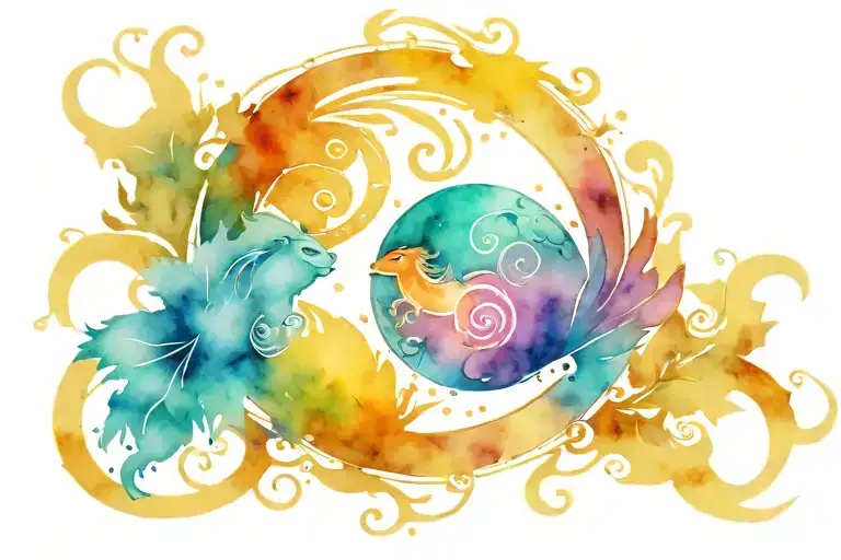 Leo Pisces Libra Zodiac sign tattoo design idea