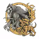 reaper and hell hounds  tattoo design idea