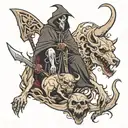 reaper and hell hounds  tattoo design idea