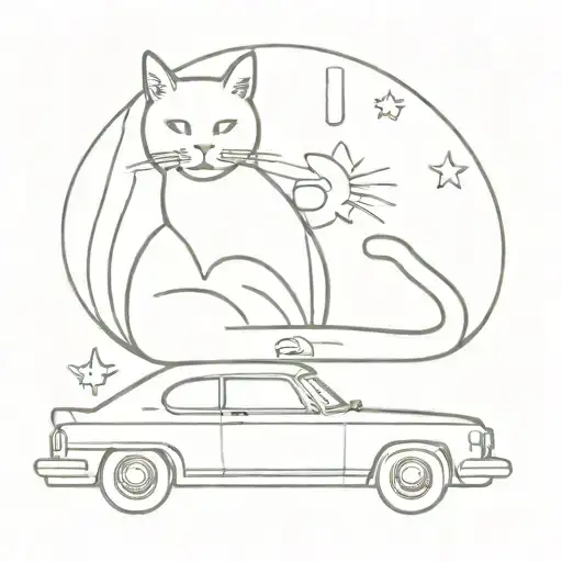 domestic animals clipart black and white cars