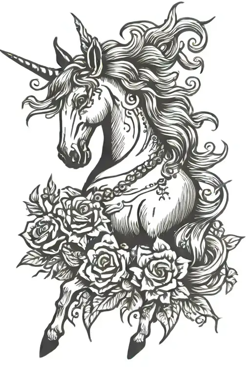 unicorn tattoo design idea