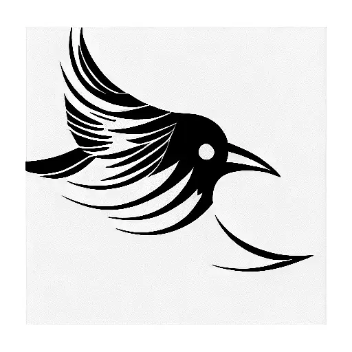 sun and black bird flying tattoo design idea