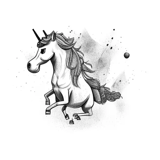 A powerful unicorn lifting weights at the gym tattoo design idea