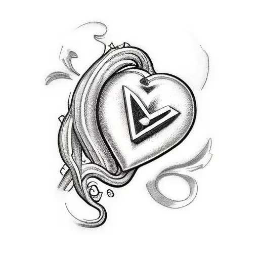 small heart with letters A Z tattoo design idea