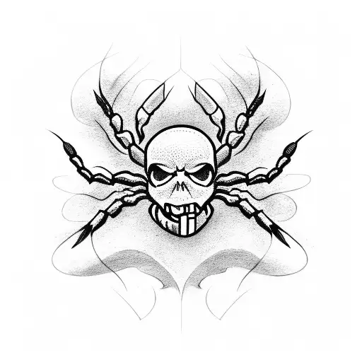 Front Spider and skull tattoo design idea