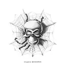 Spider and skull tattoo design idea