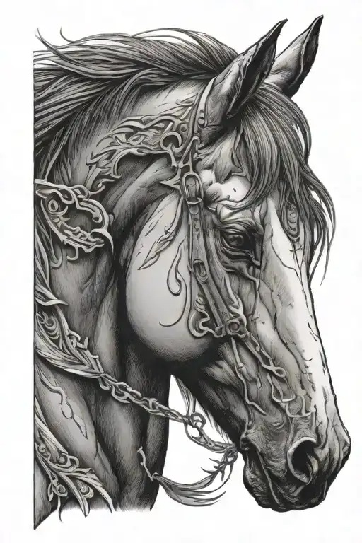 horse head tattoo design idea