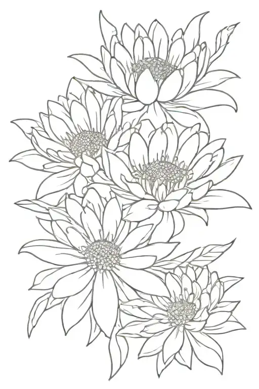 Phoenix chrysanthemum daisy tattoo design idea
