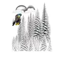 Peregrine Falcon; American Kestrel; clouds, pine trees; mountains; tattoo sleeve tattoo design idea