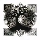celtic tree of life conceptual tattoo incorporating other elements of nature such as fire and heaven  tattoo design idea