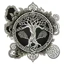 celtic tree of life conceptual tattoo incorporating other elements of nature such as fire and heaven  tattoo design idea