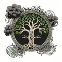 celtic tree of life conceptual tattoo incorporating other elements of nature such as fire and heaven  tattoo design idea