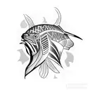 Native American tattoo with red and black hake fish tattoo design idea