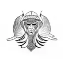 Native American tattoo with red and black hake fish tattoo design idea