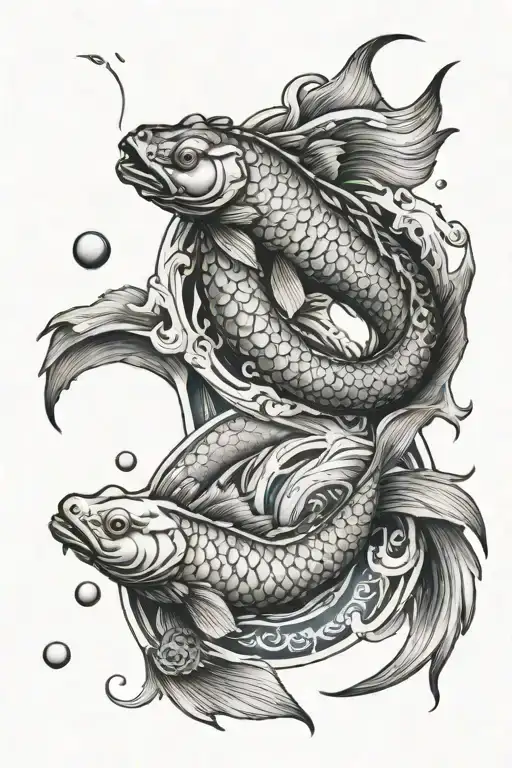 yin yang koi fish surrounded dragon tattoo design idea
