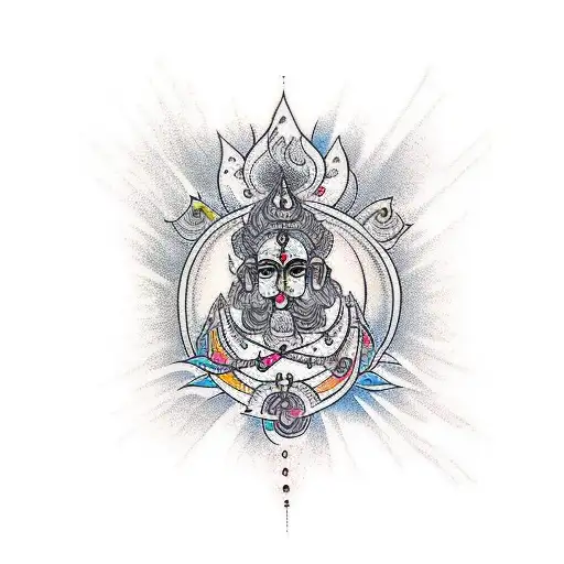 Hindu mantra mixed with self confidence and god complex tattoo design idea