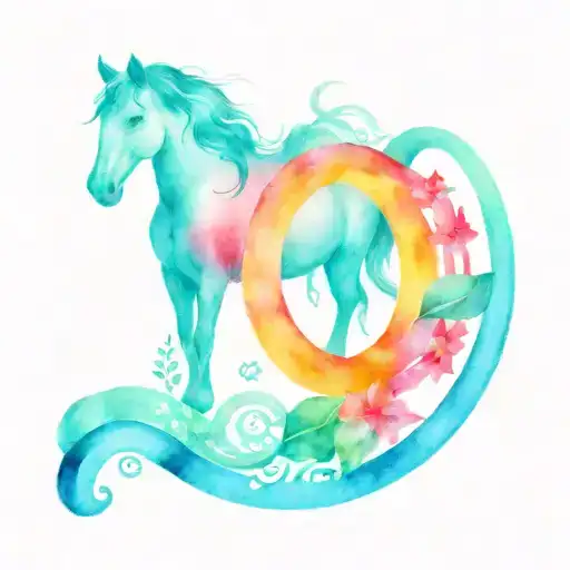 horse shoe and Taurus zodiac symbol tattoo design idea