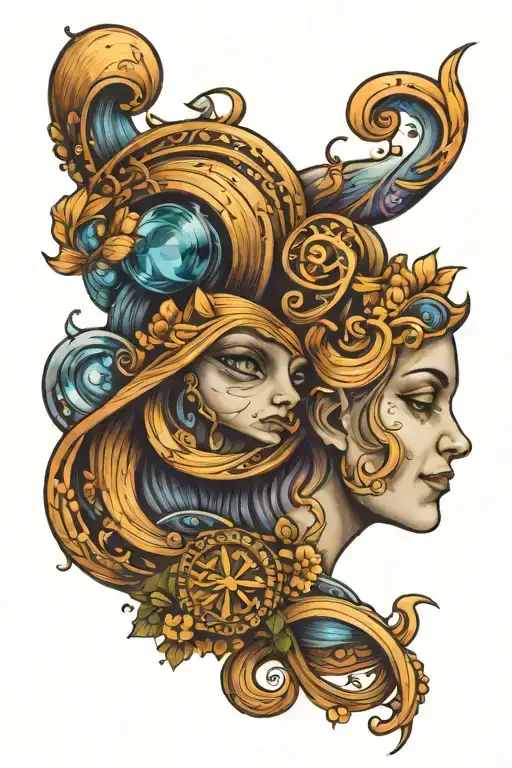 Aquarius gemini tattoo design idea